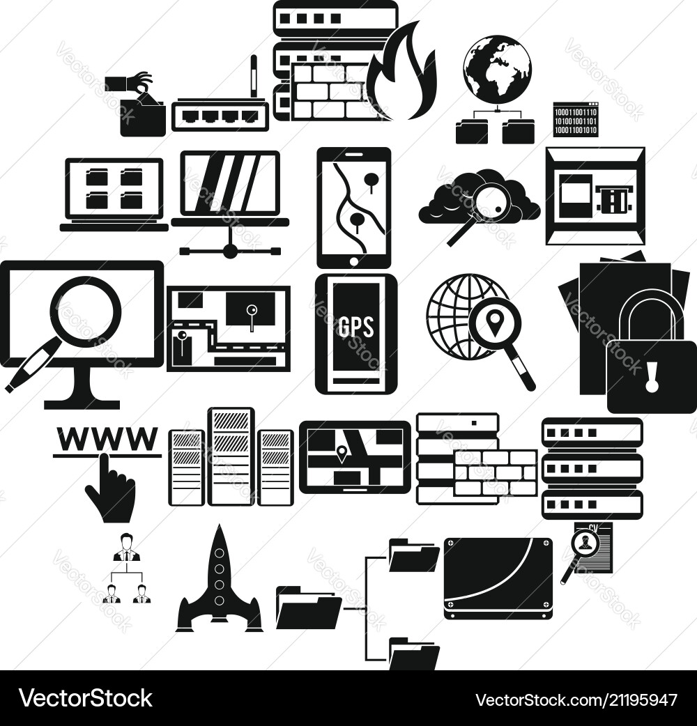 Internet protocol icons set simple style vector image