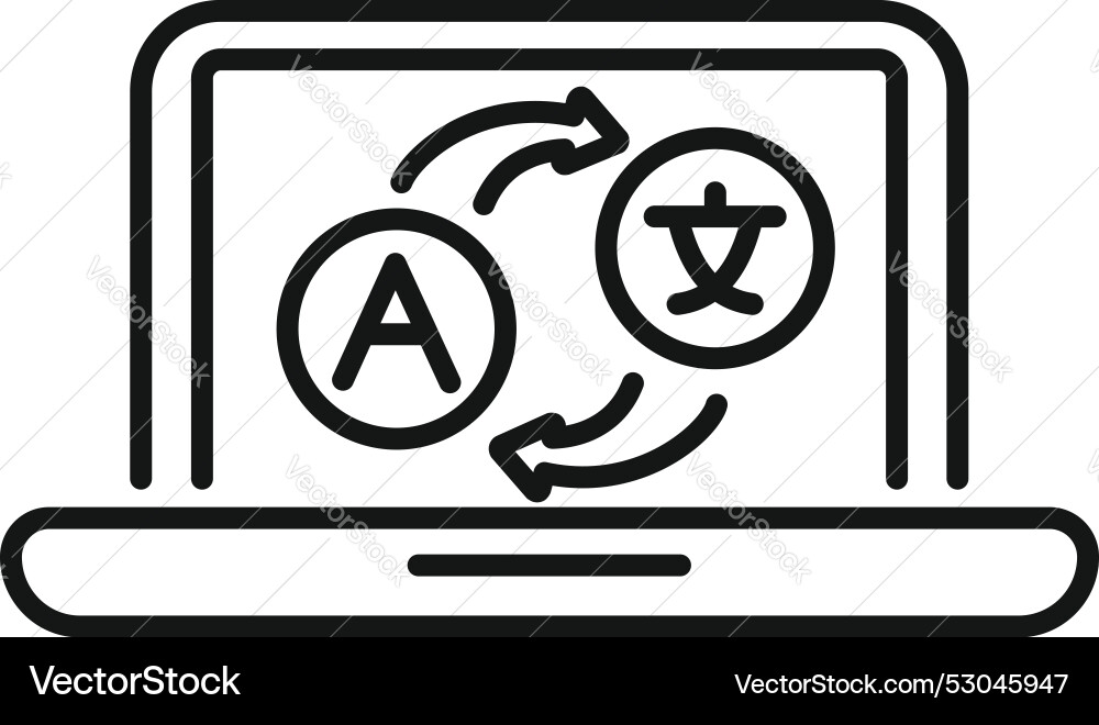 Laptop displaying language translation application Laptop displaying language translation application vector image