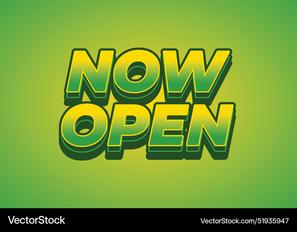 Now open text effect in 3d style with good colors Now open text effect in 3d style with good colors Vector Image