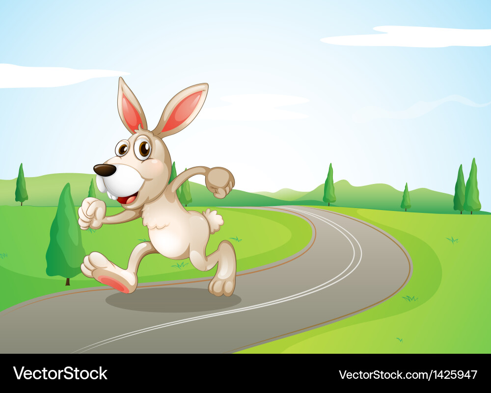 Rabbit running on a road, symbolizing the Rabbit Road casino theme