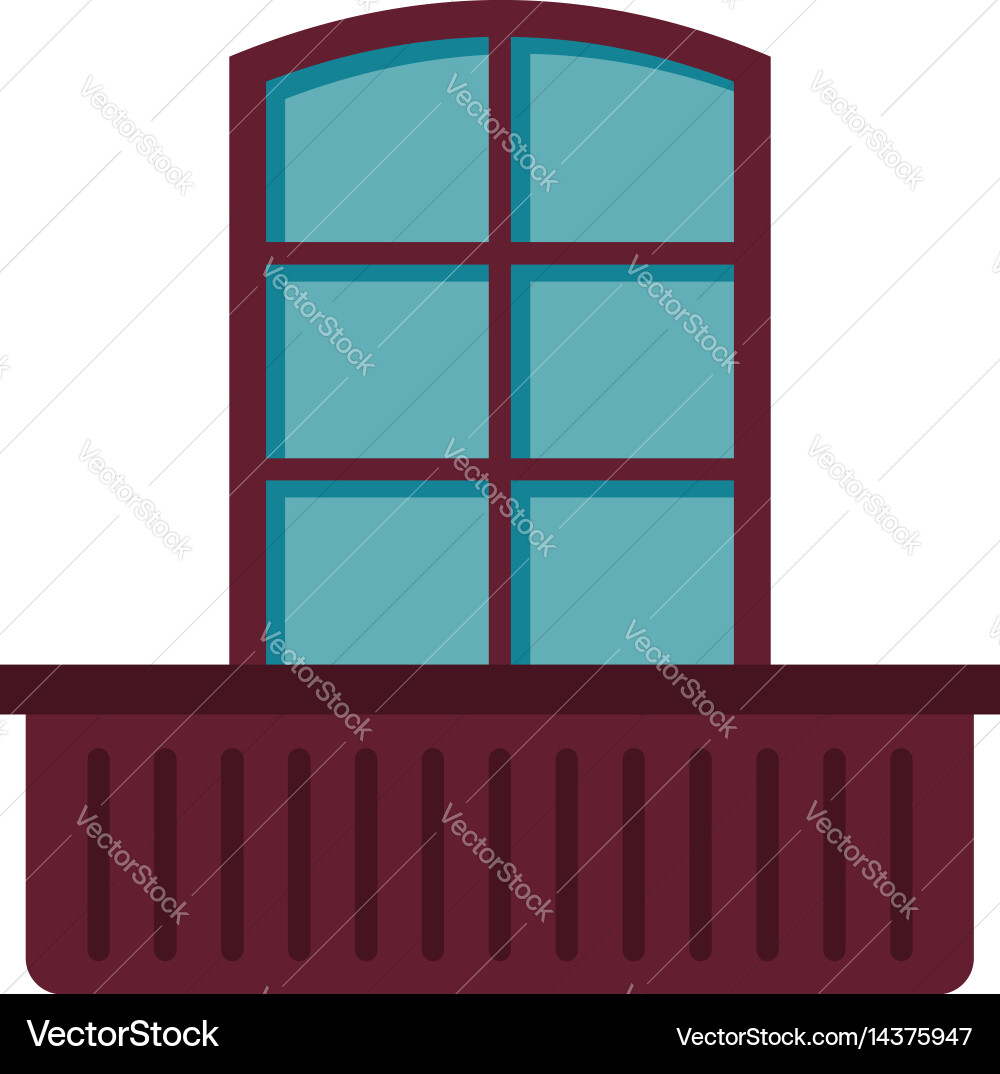 Retro window and flowerbox icon isolated vector image