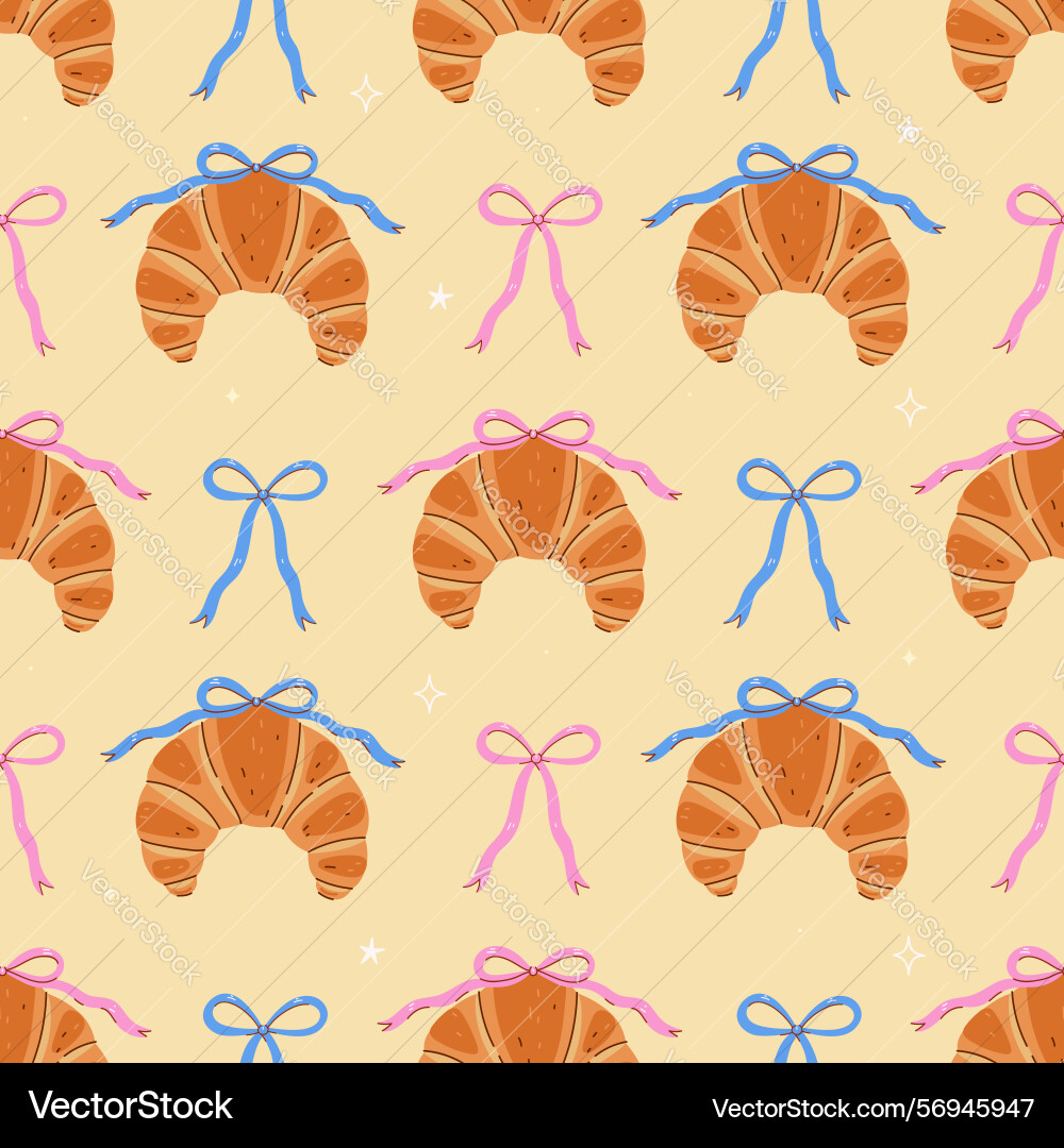 Seamless pattern of croissants and bows graphics Seamless pattern of croissants and bows graphics vector image