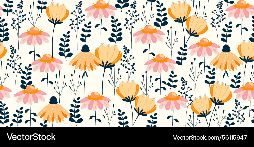 Seamless pattern with colorful doodle spring Vector Image
