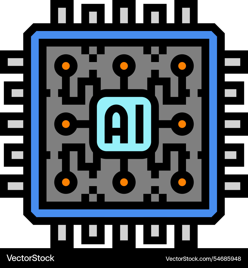 Ai optimization chip data center color icon Ai optimization chip data center color icon vector image