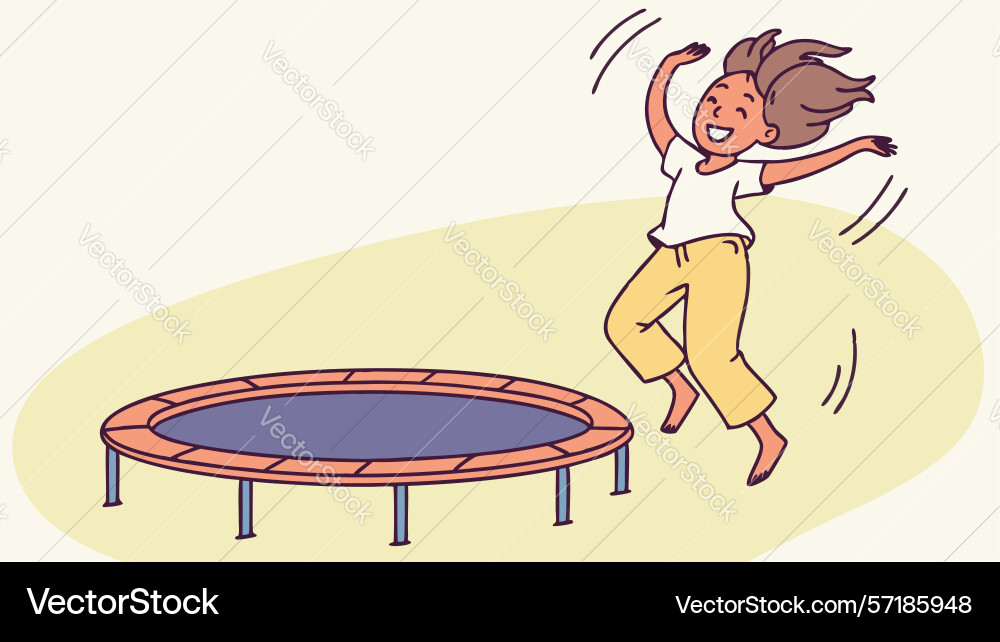 Child joyfully jumping on a trampoline design Vector Image
