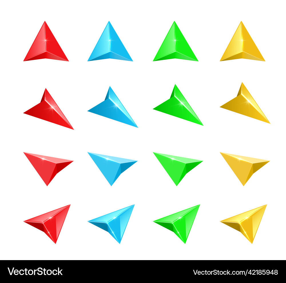 Colorful glossy navigation gps arrow set – Royalty-Free Vector | VectorStock, image size:1000x989