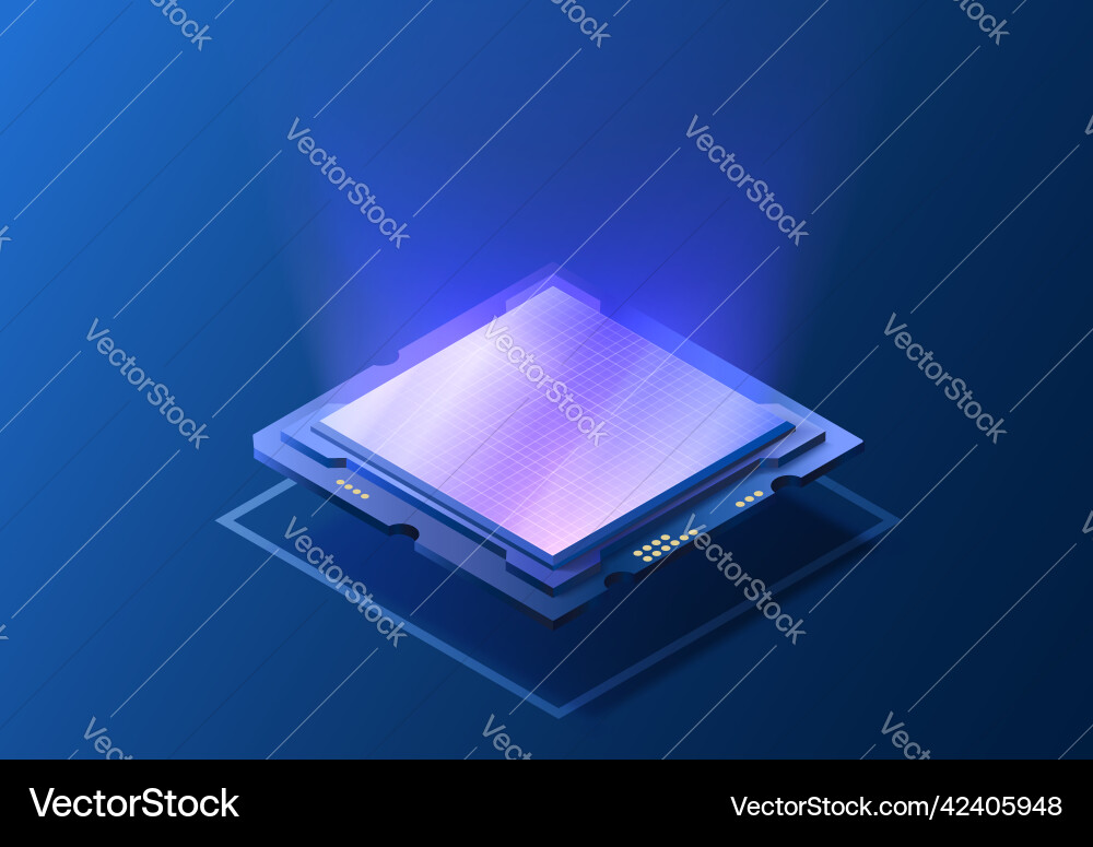 Cpu chip isometric computer processor component Cpu chip isometric computer processor component vector image