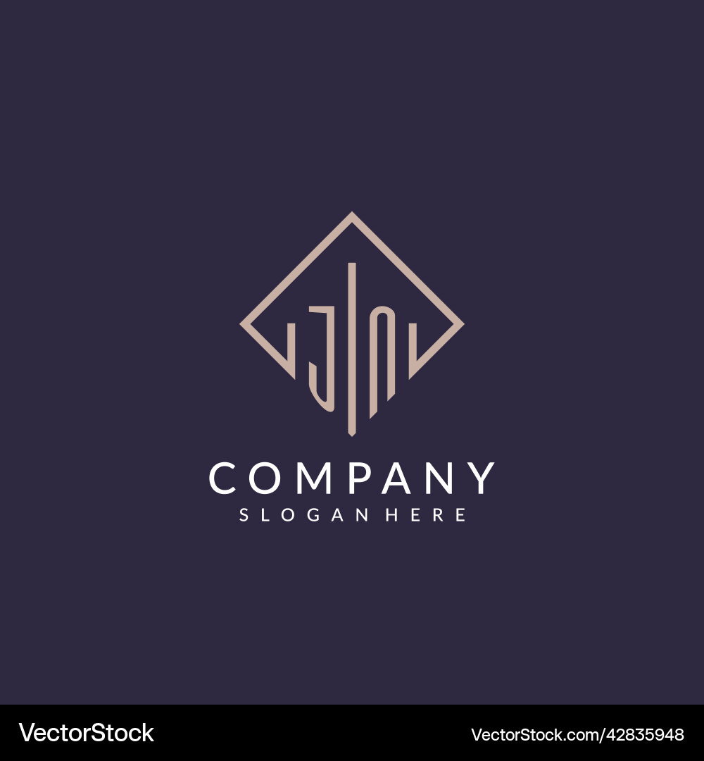 JN Initial Monogram Logo - Rectangle Style vector image