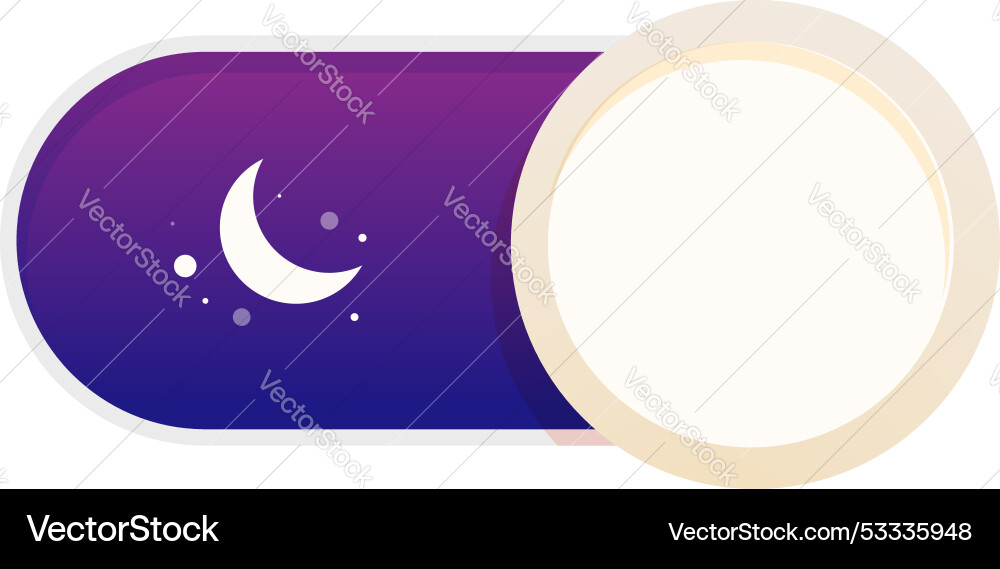 Night mode on off toggle switch button with moon Night mode on off toggle switch button with moon vector image
