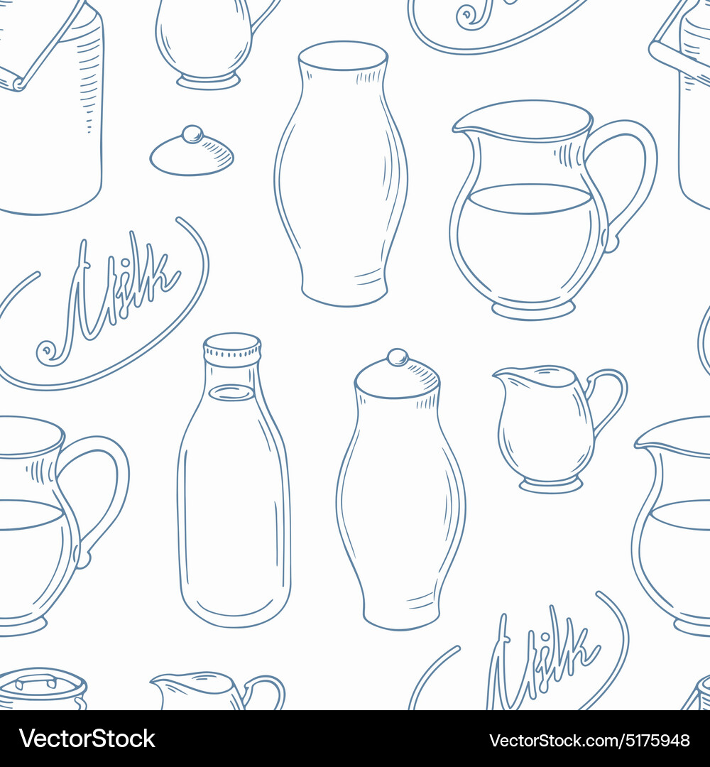 Outline seamless pattern with milk objects Vector Image
