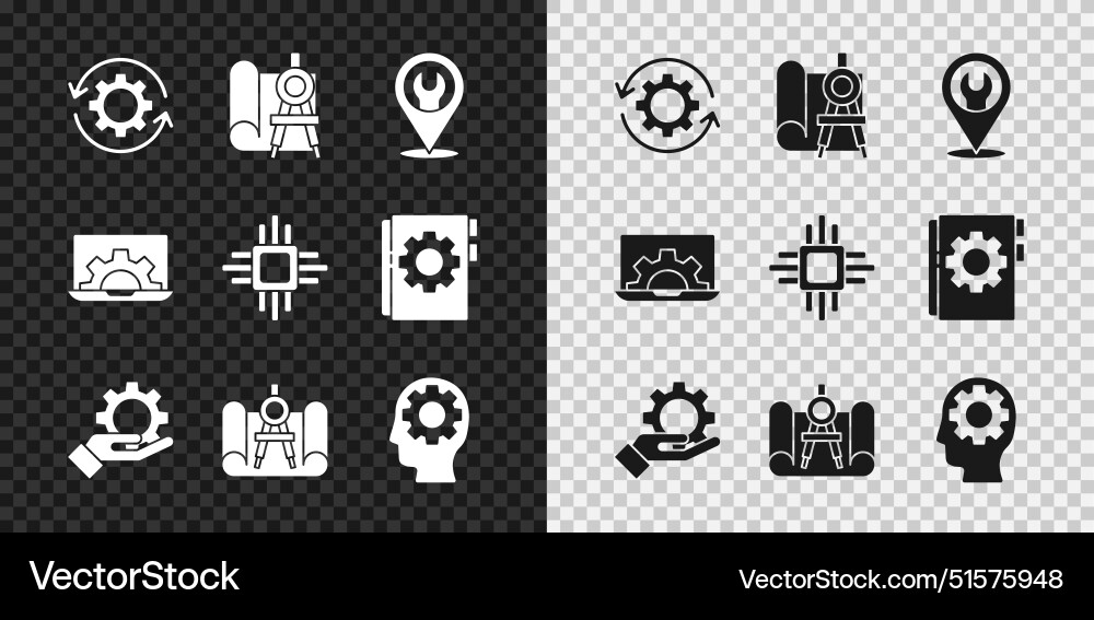 Set gear and arrows as workflow graphing paper Set gear and arrows as workflow graphing paper vector image