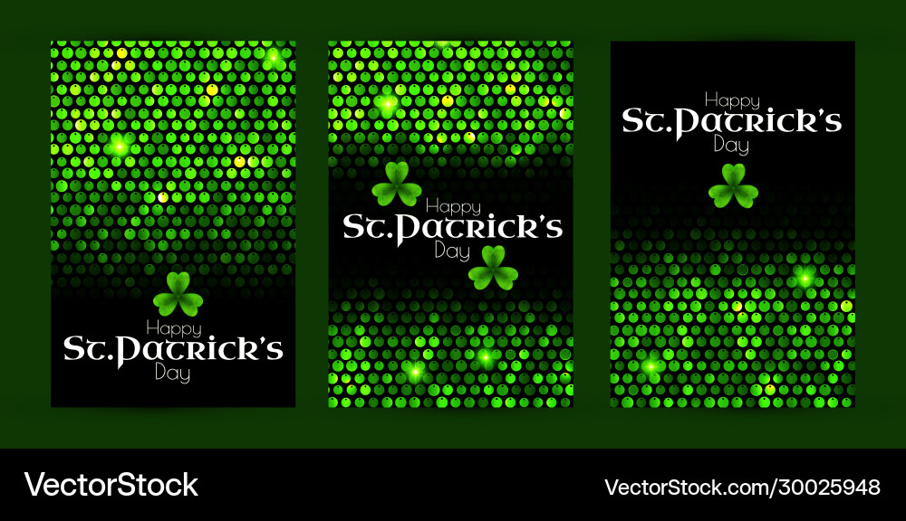 St patrick s day green sequins flyer collection St patrick s day green sequins flyer collection vector image
