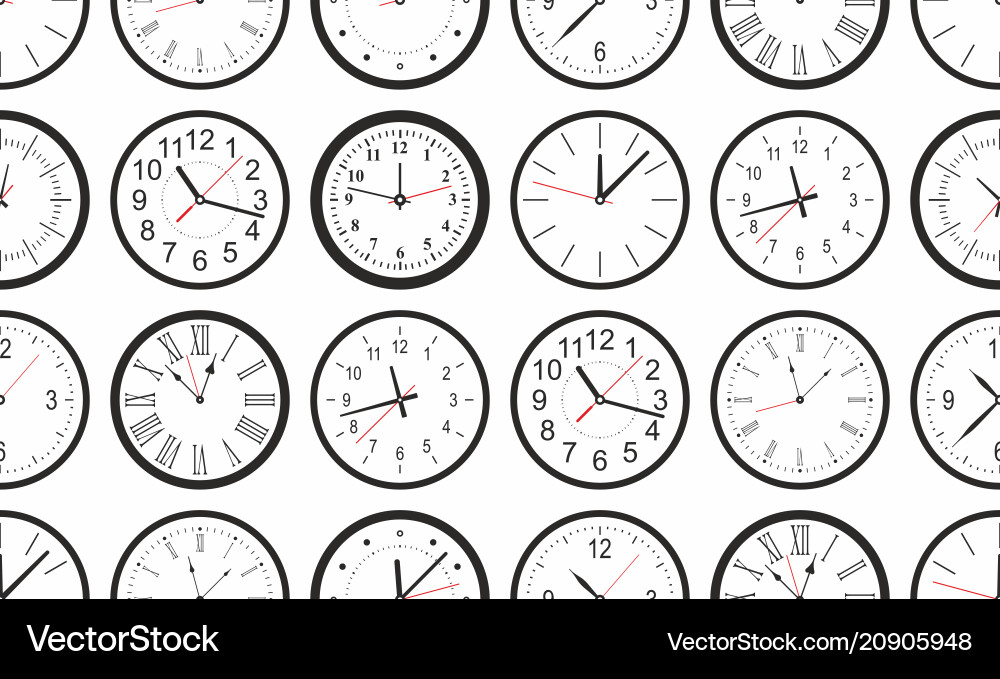 White Clock Seamless Pattern vector image