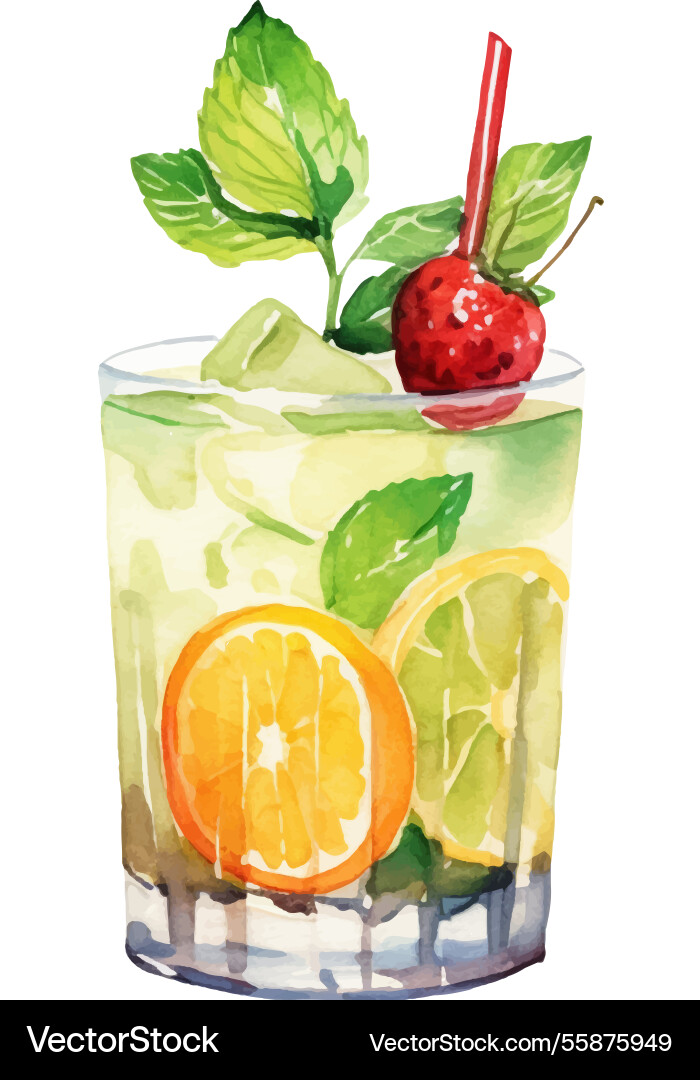 Aquarell bemalte Cocktail handgezogenes Design Aquarell bemalte Cocktail handgezogenes Design vektorbild