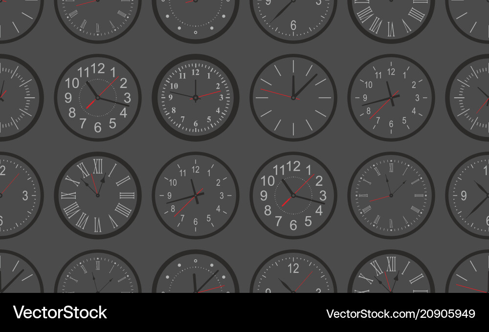 Black Clock Pattern - Seamless vector image