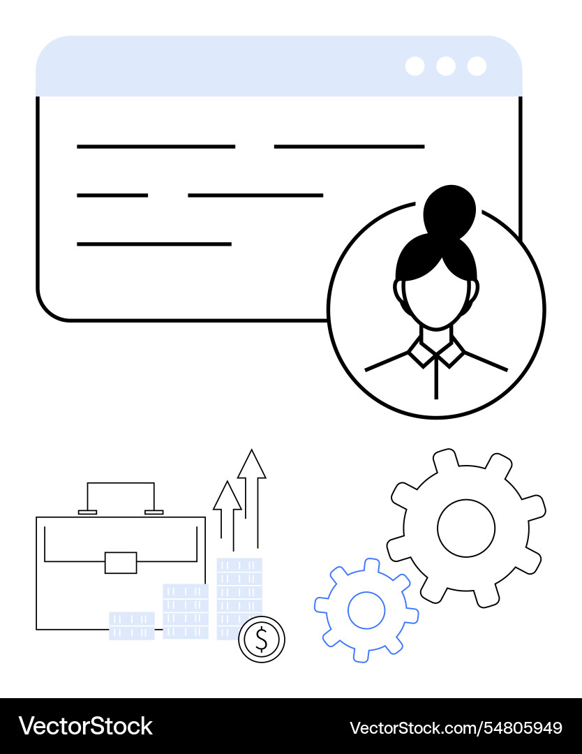 Business profile interface with gears bar chart Business profile interface with gears bar chart vector image