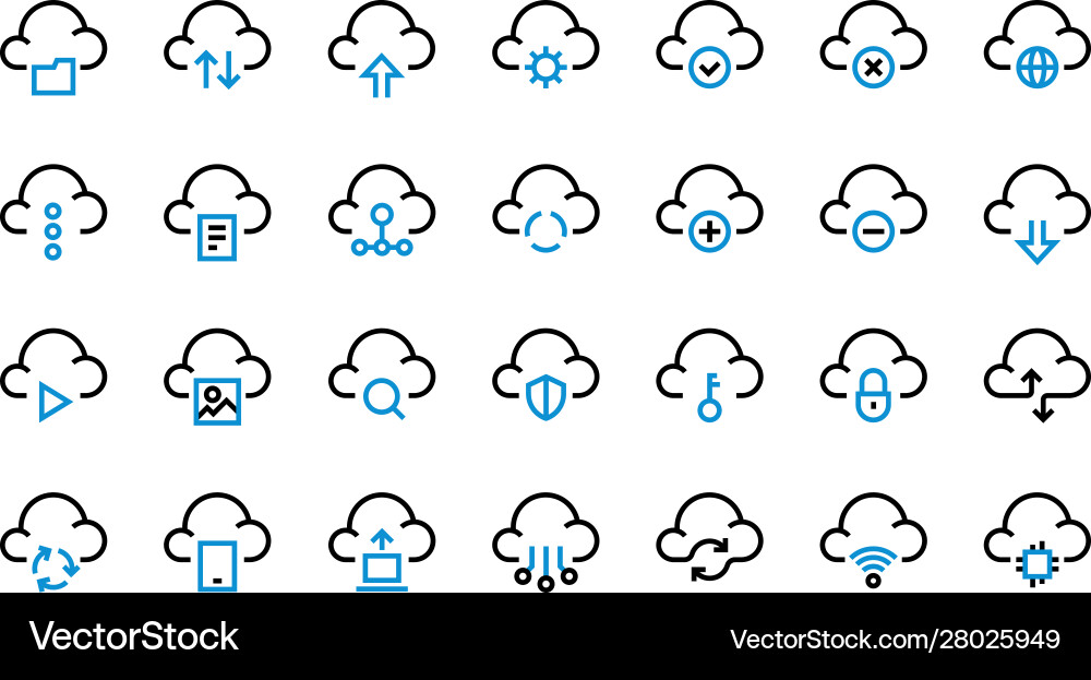 Cloud computing icons data transfer access Cloud computing icons data transfer access vector image
