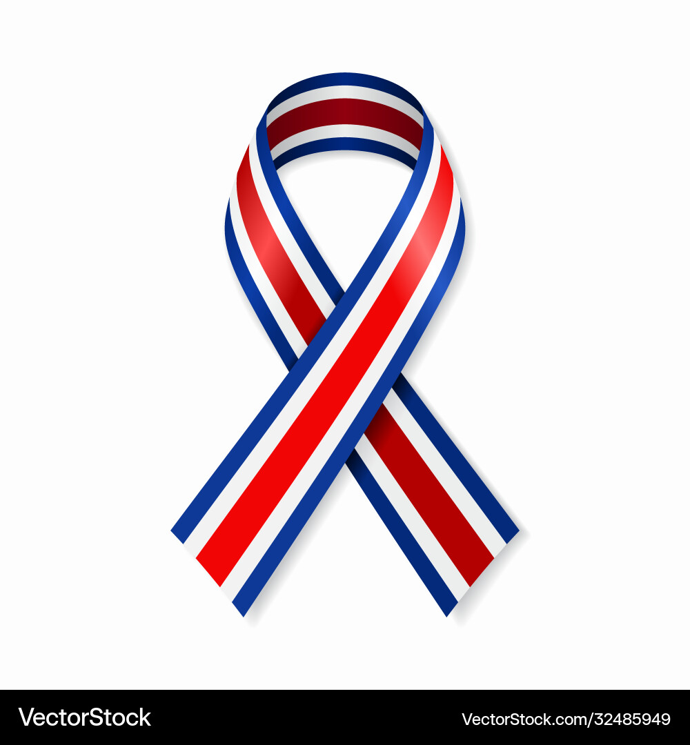 Costa rican flag stripe ribbon on white background Vector Image