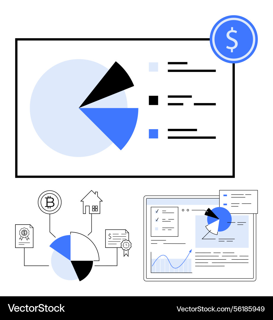 Financial data analysis with charts blockchain Financial data analysis with charts blockchain vector image