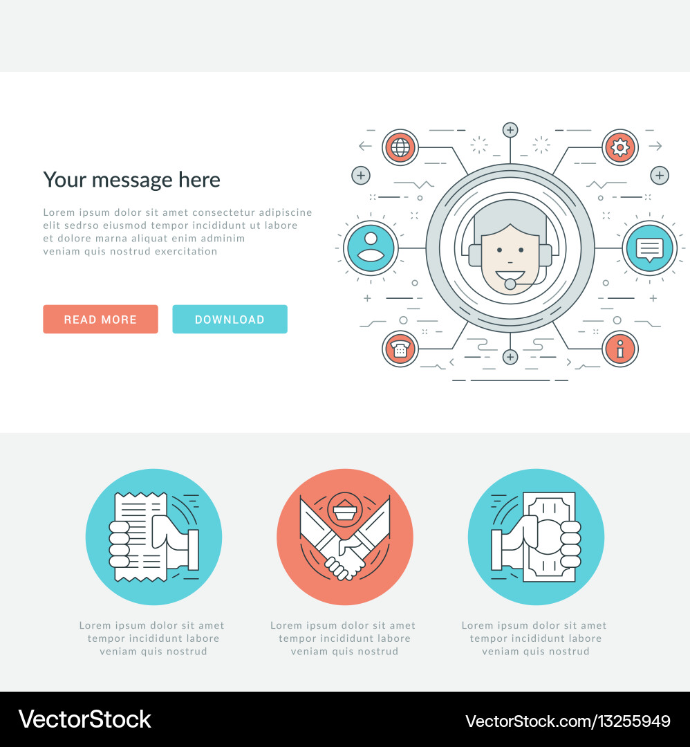 Flat line business concept web site header Vector Image