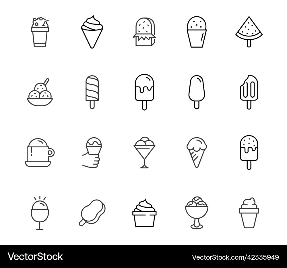 Icecream gelato line icon ice cream cone vector image