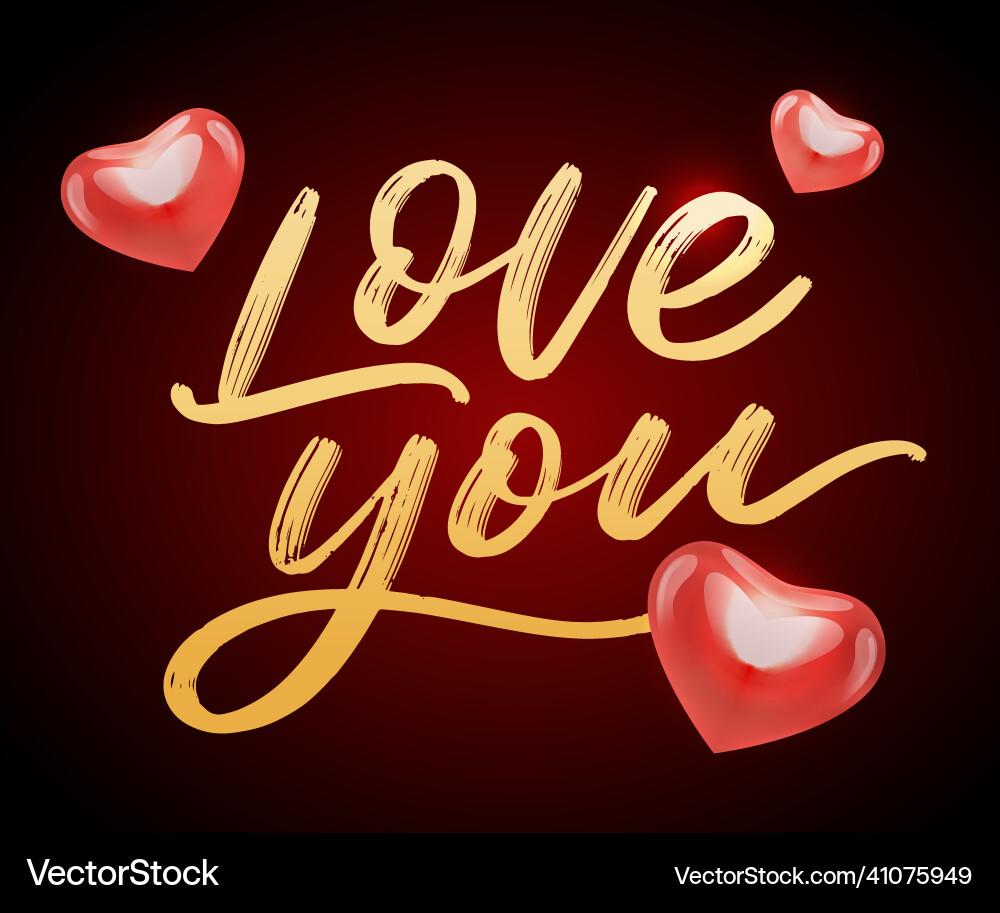 Love you text hand lettering typography poster Love you text hand lettering typography poster vector image