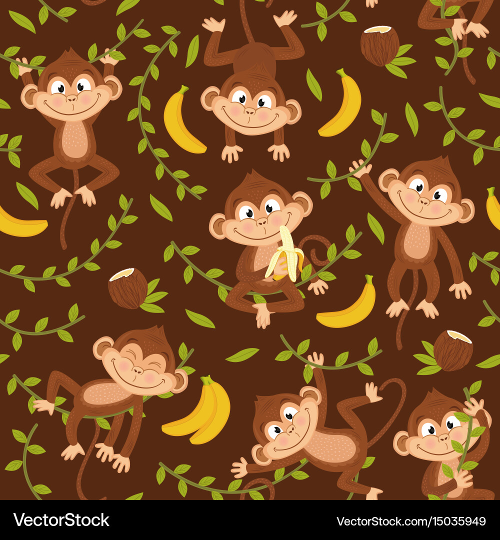 Monkey Pattern on Brown Background vector image