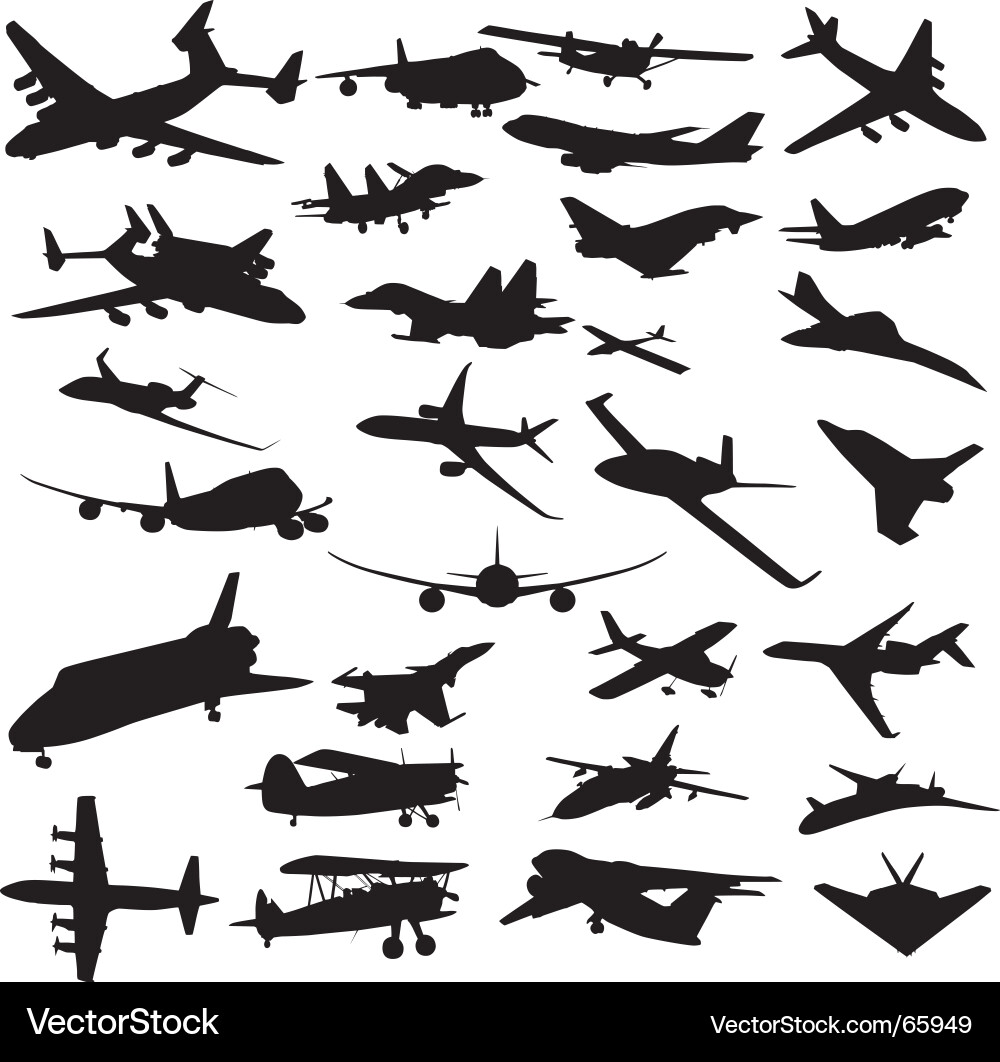 Plane Silhouettes Collection vector image
