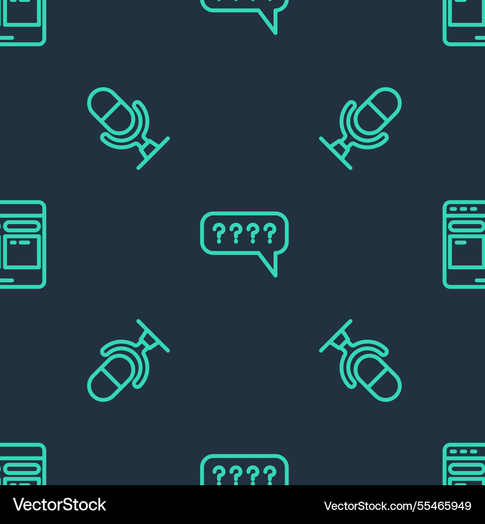 Set line speech bubbles with question microphone vector image