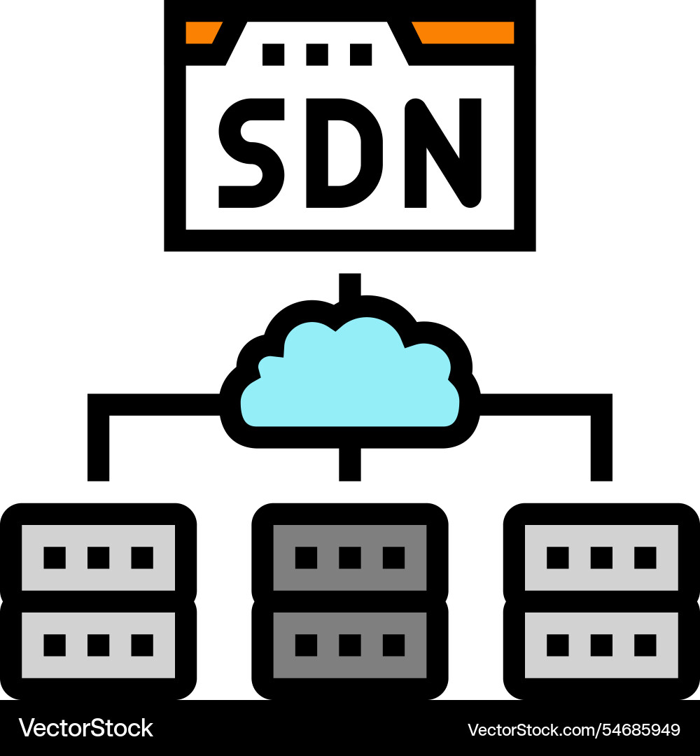 Software definierte Netzwerk-Datencenter-Farbsymbol Software definierte Netzwerk-Datencenter-Farbsymbol Vektorbild