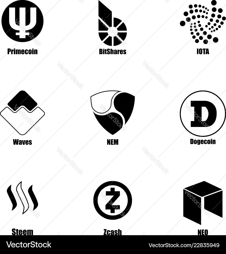 Virtual currency icons set simple style Virtual currency icons set simple style vector image