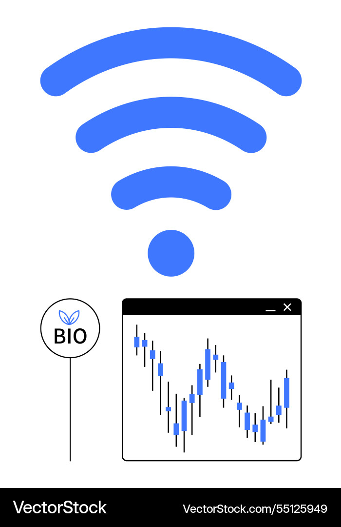 Wireless communication in biotech monitoring data vector image