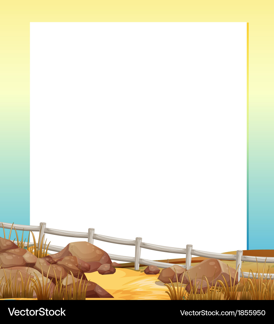 An empty paper with a fence and rocks vector image