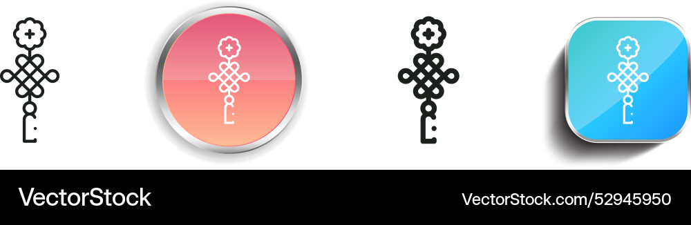 Chinese knot icon thin linear regular and button vector image
