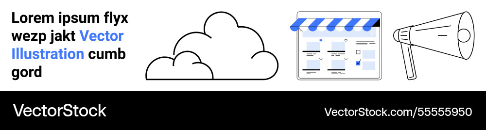 Cloud computing concept with e-commerce store Cloud computing concept with e-commerce store vector image