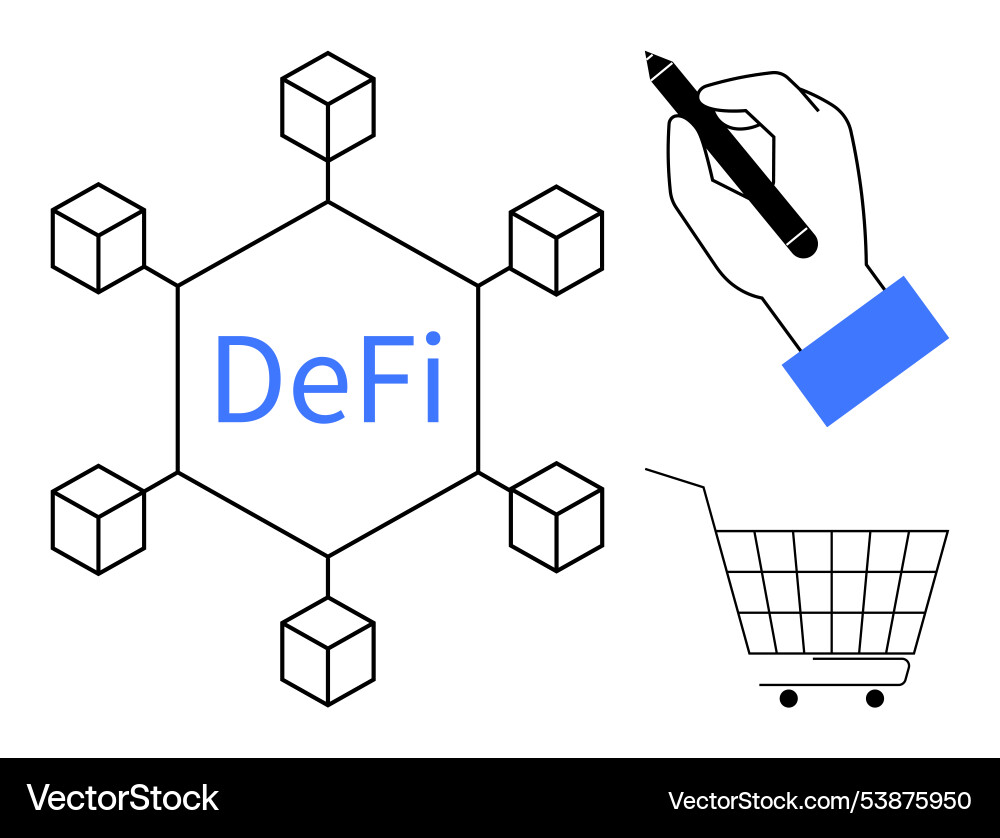Decentralized finance concept with blockchain Decentralized finance concept with blockchain Vector Image