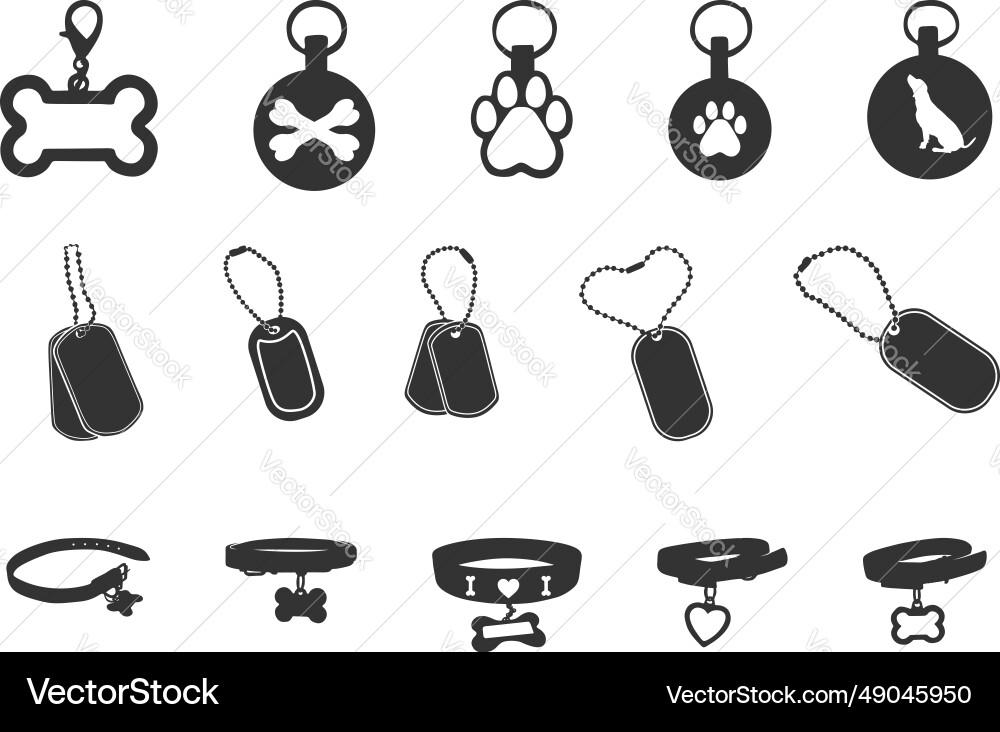 Dog Tag Silhouettes - Military Style Vector Image