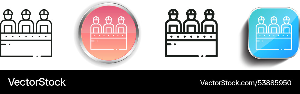 Engineers icon thin linear regular and button Engineers icon thin linear regular and button Vector Image