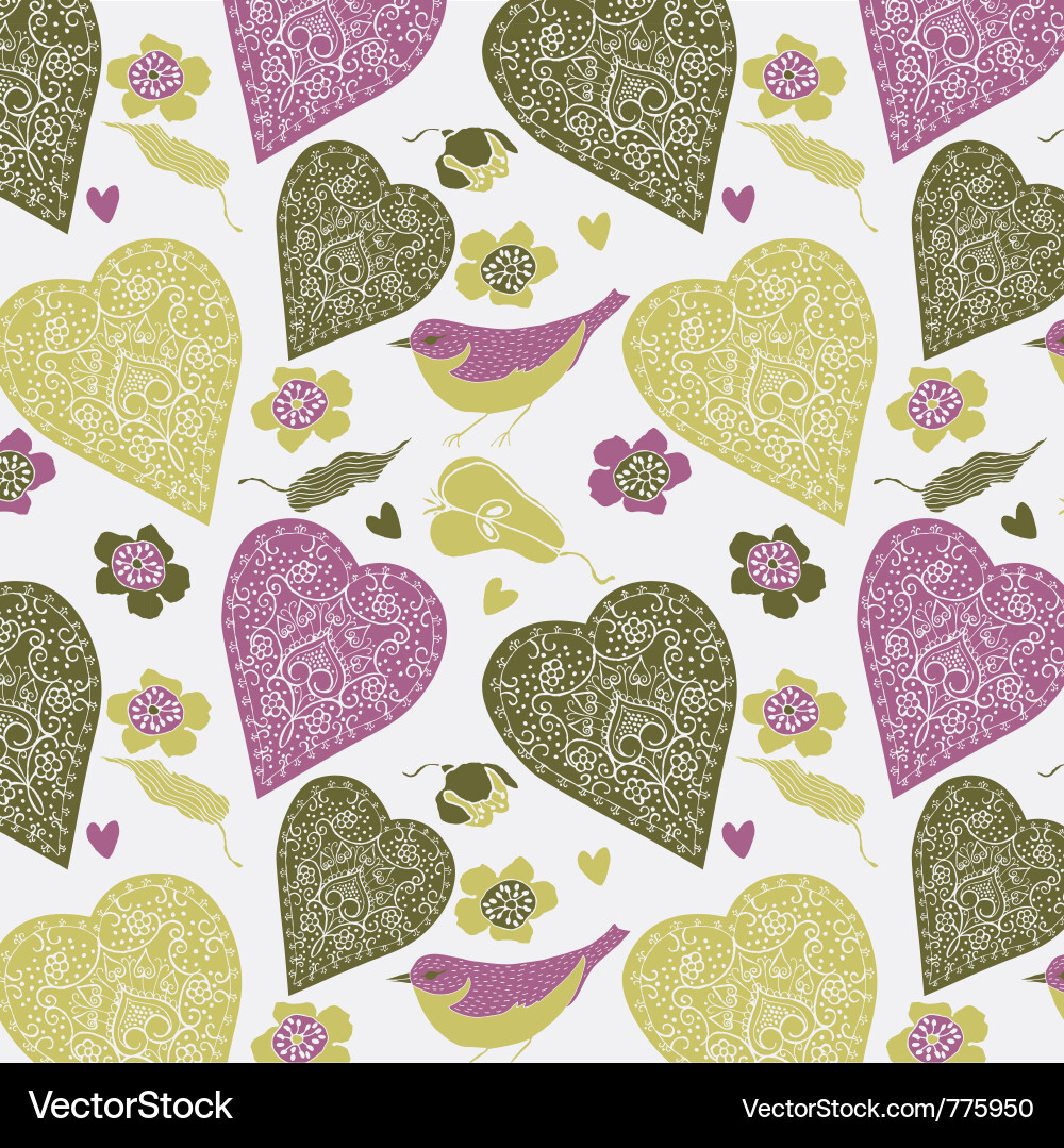 Heart Bird Pattern Vector Image