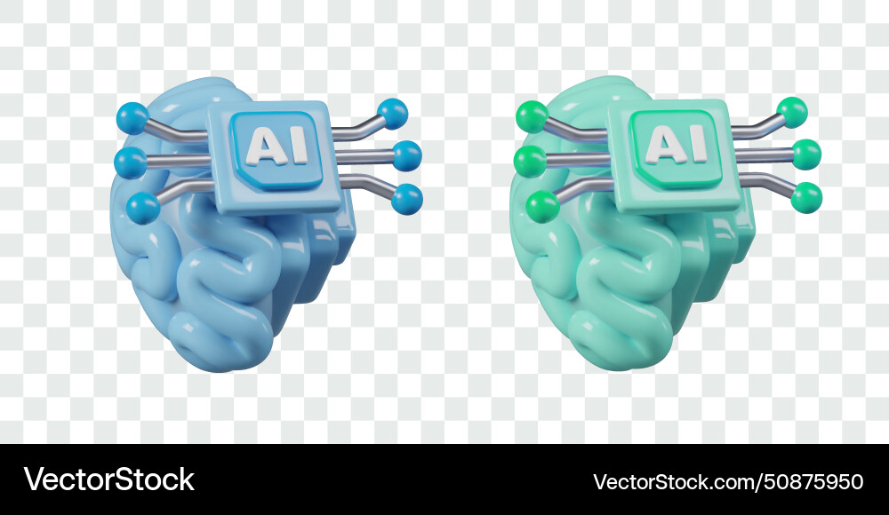 Processor built into brain symbol of artificial Processor built into brain symbol of artificial vector image
