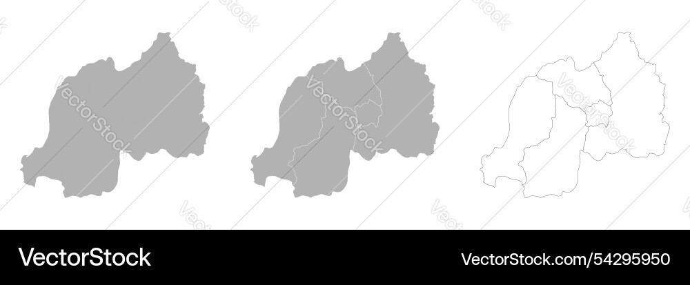 Set of rwanda maps with main map and regional Vector Image