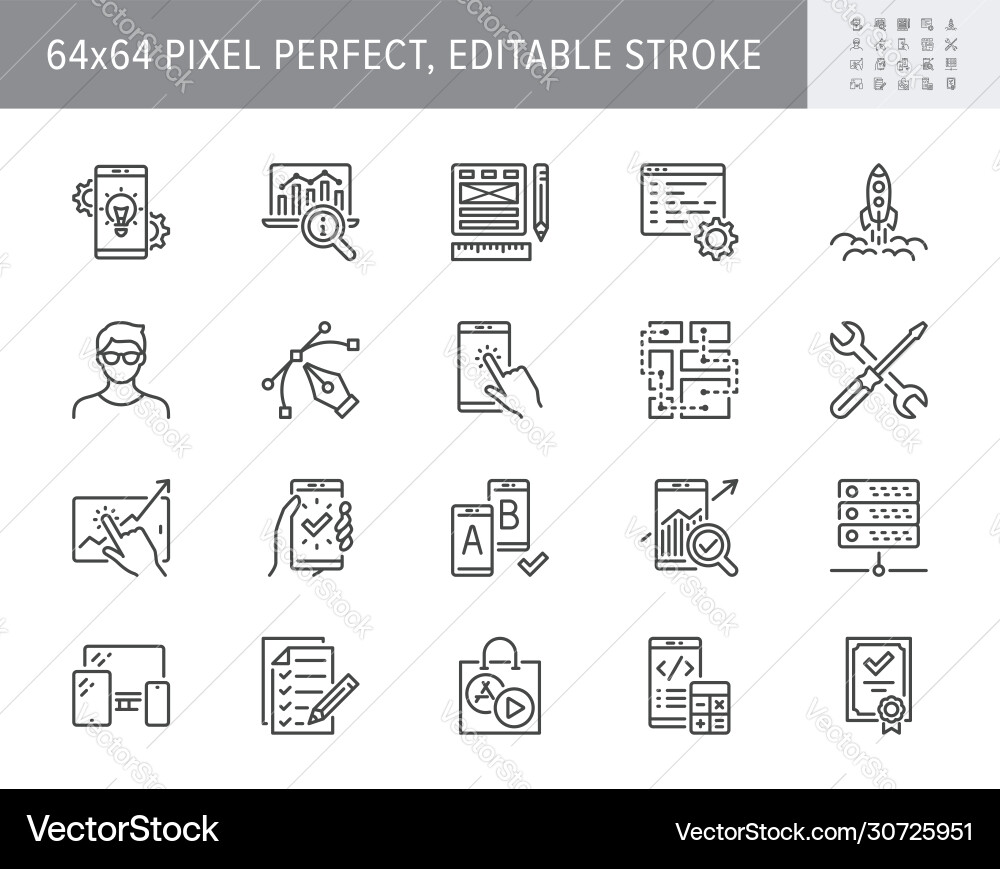 Application Line Icons - Development vector image