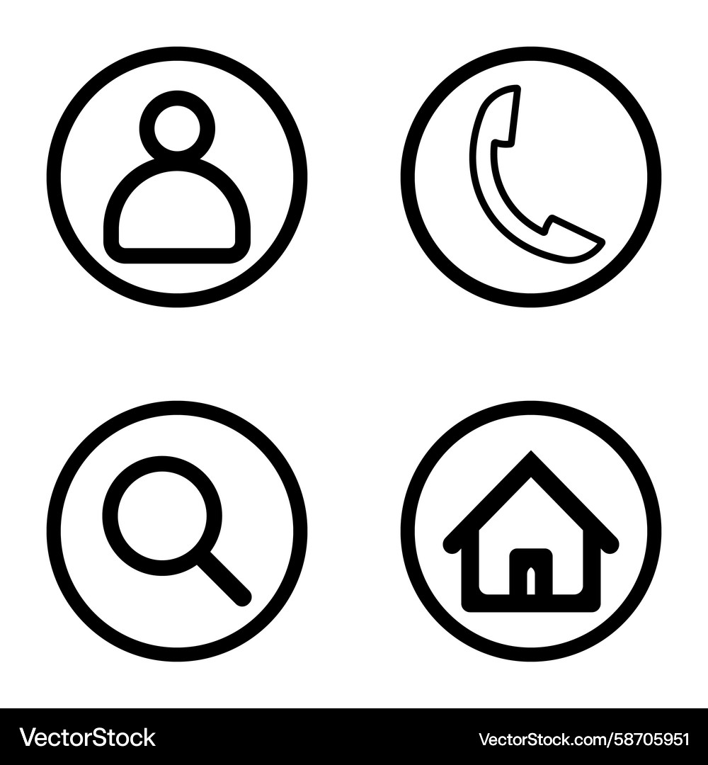 Black and white circular icons set with user Vector Image