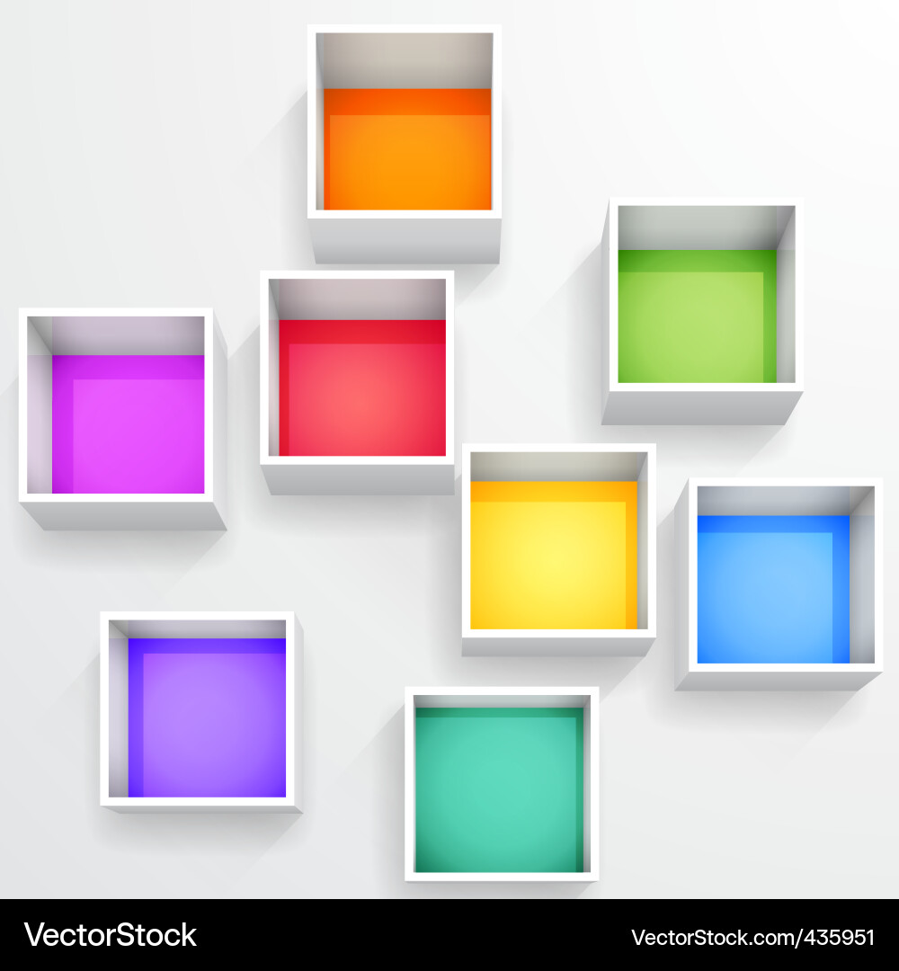 Colorful Empty Bookshelf 3D vector image