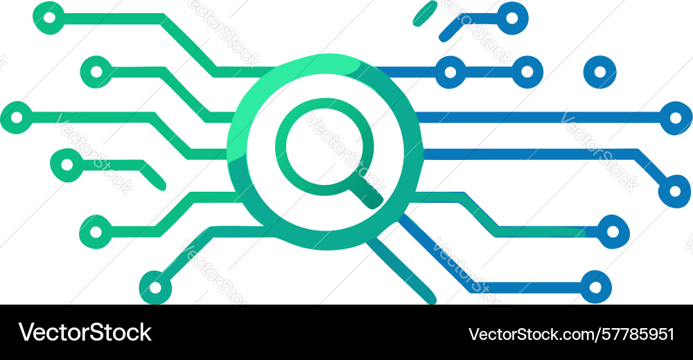 Connected data search green tech insight design vector image