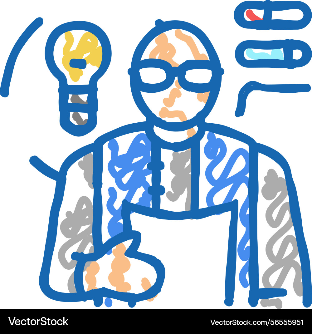 Developer scientist worker icon doodle Vector Image