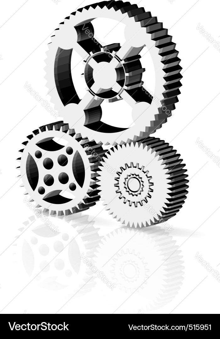 Interlocking Gears - 3D Render Vector Image