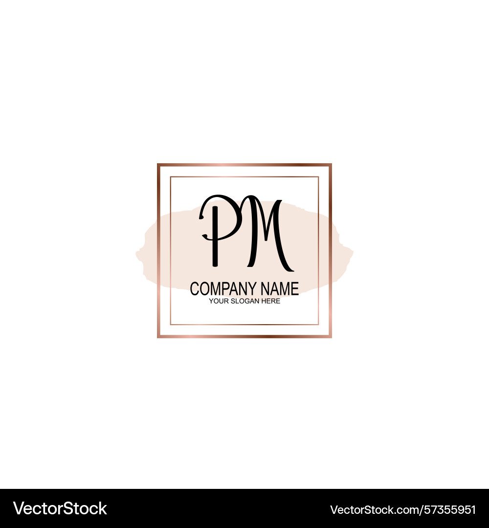 Minimalist handwritten pm initial logos with soft Vector Image