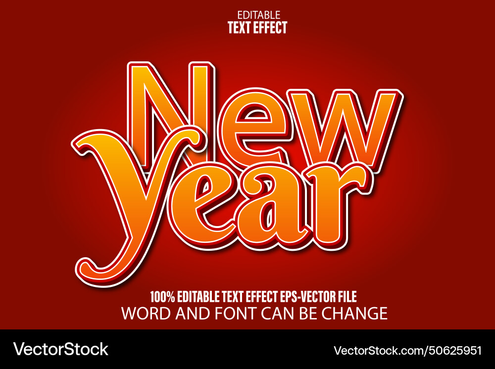 New year editable text effect flat gradient style vector image