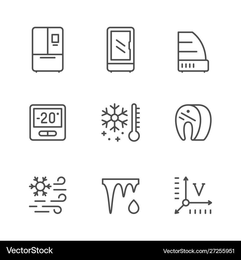 Refrigerator Line Icons Vector Image